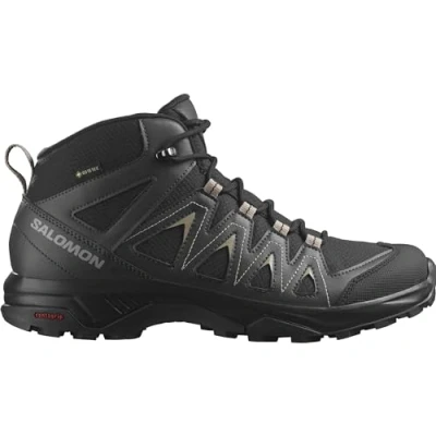 Image of Salomon X Braze MID GTX Hiking shoes, Men&#039;s, Size: 6.5, Black/phantom/vintage khaki Imitation leather/ textile