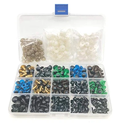 Image of BITEYI Plastic Colorful Safety Eyes with Washers 264 Pcs 6 12mm DIY Craft for Making Doll,Puppet,Plush Animal Works