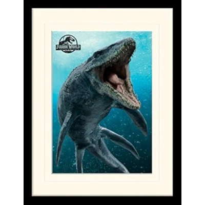 Image of Jurassic Park World Fallen Kingdom (Mosasaurus) Mounted &amp; Framed Print, Multi Coloured, 30 x 40cm