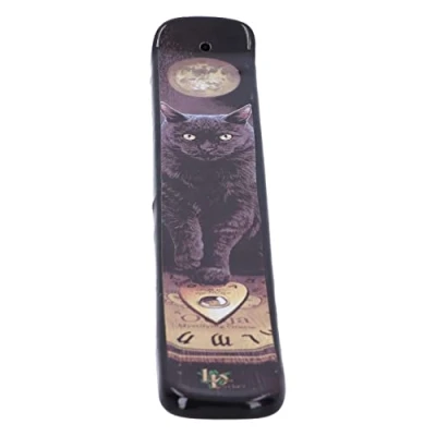 Image of Nemesis Now His Master&#039;s Voice Incense Burner 24.5cm, Resin, Lisa Parker Incense, Exclusive Black Cat and Moon Design, Cast in the Finest Hand Painted, Holds Stick