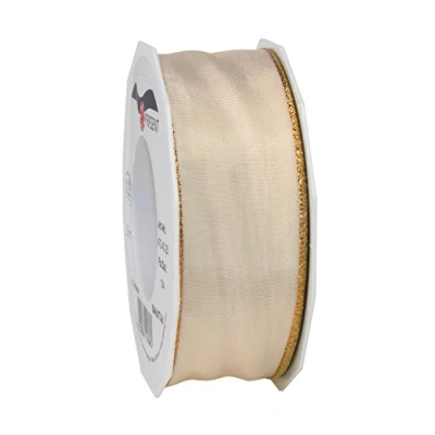 Image of Präsent Manhattan Wired Taffeta Ribbon Cream 25 m Roll 40 mm width