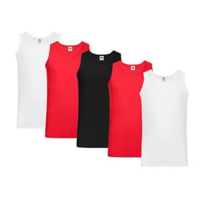 Image of Fruit of the Loom Valueweight 61 098 0 Men&#039;s T Shirt, 2 x Red White 1 Black + Hl kauf Notepad, XXL