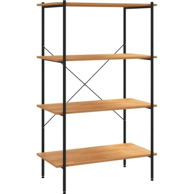 Image of vidaXL 4 Tier Shelving Unit Black and Oak 80x40x130 cm