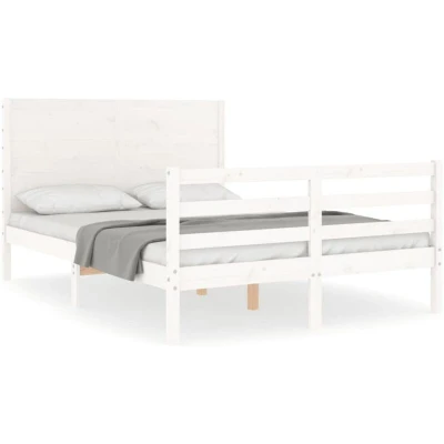 Image of vidaXL Bed Frame without Mattress White 140x190 cm Solid Wood Pine