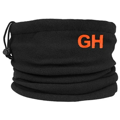 Image of TeddyTs Personalised Initials Black Fleece Sports Snood with Adjustable Toggle (Orange Embroidery)