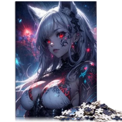 Image of Jigsaw puzzle White Anime Fox Girl jigsaws 1000 pieces for adults wooden Fun at Home Activities, Birthday Present,Travel Gifts,（50x75cm）