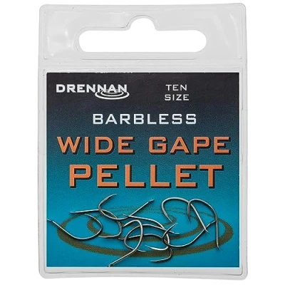 Image of Drennan Barbless Wide Gape Pellet Hooks Size 16 Qty 10