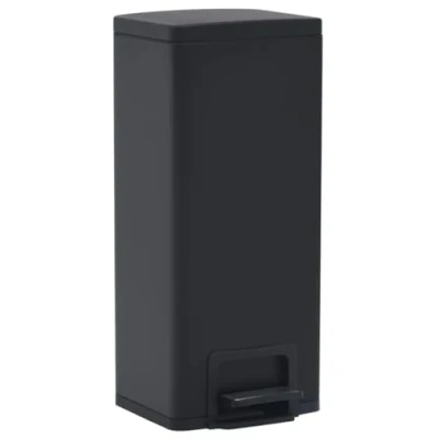 Image of vidaXL Stainless Steel Pedal Dustbin, 30L Capacity, Elegant Black Finish, Soft close Lid, Easy Waste Disposal with Removable Inner Basket