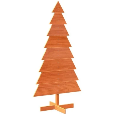 Image of vidaXL Wooden Christmas Tree for Decoration Wax Brown 150 cm Solid Wood Pine