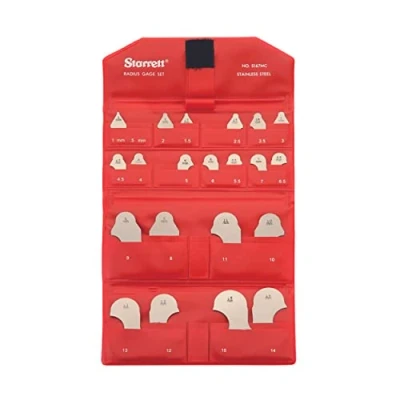 Image of Starrett S167MCZ Combined 167MA And 167MB Radius Gauges Inch Set Without Holder, Satin Finish, 1 15 mm Range, 0.5 Increments, 21