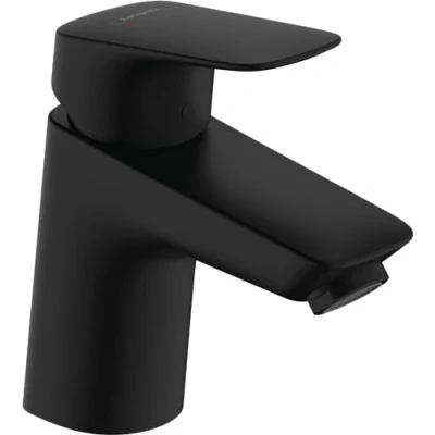 Image of Hansgrohe 71077670 Logis Single Lever Basin Mixer 70 with Push Open Waste Set, matt Black, spout Height 70mm