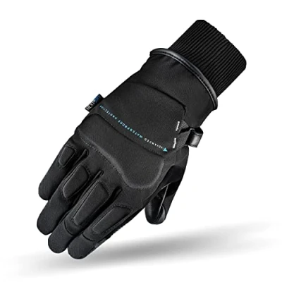 Image of SHIMA OSLO WP LADY Motrocycle Gloves for Women All Season, Waterproof, Windproof, Touchscreen Biker Riding with Knuckle Protector, Wrist Impact Absorbers, Visor Wiper (Black, S)