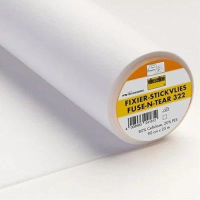 Image of Vilene Iron on interfacing Fuse n Tear for Stretch Fabrics white coloured; width 35.10 inch/90cm, price per meter