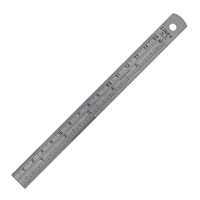 Image of Linex Stainless Steel Imperial and Metric Ruler with Conversion Chart 150mm Ref Lxesl15