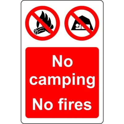 Image of no camping fires Safety sign 3mm Aluminium (400mm x 300mm)