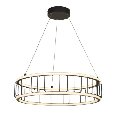 Image of Circolo Cage LED Drum Ceiling Pendant, Black Metal