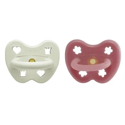 Image of HEVEA Natural Rubber Pacifier Round 3 36 Months Hygienic One Piece Design for Newborns to Toddlers, BPA Free, Soft &amp; Durable 2 Pack (Winter Berry)