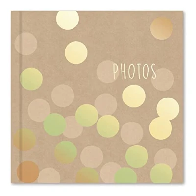 Image of KARRMA Photo Album with 200 Pockets Suitable for photos size 6&quot; x 4&quot; (15cm 10cm) Memo Section a Stiff Backed Padded Cover Inside Contains Slip in Kraft Gold Spots
