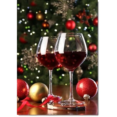 Image of doodlecards Blank Christmas Card Red Wine Medium Size with Plain Envelope