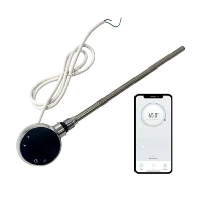 Image of Greened House 300w WiFi Electric Smart Heating Element for Towel Rails and Radiators with LED touchscreen Thermostat/Timer Energy Efficient (Chrome)