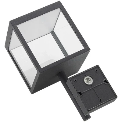 Image of Lucande LED outdoor wall light Cube, glass lampshade
