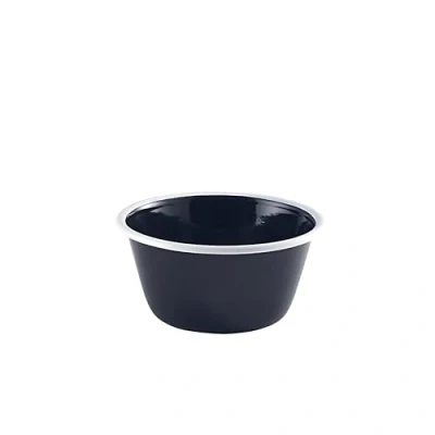 Image of Genware Enamel Deep Pie Dish Black with White Rim 12cm, Single