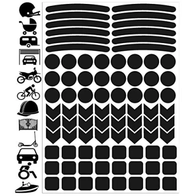 Image of Biomar Labs® 84pcs High Visibility Warning Reflective Stickers Kit Decals Black Reflector Highly Night Safety Arrows Universal Self Adhesive D 51