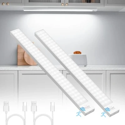 Image of Ylatoial Under Cabinet Light, 43cm 2500mAh Motion Sensor Lights 5000K Wireless Cupboard Light with Magnetic for Drawer Living Room Bedside Kitchen Porch 2 Pack