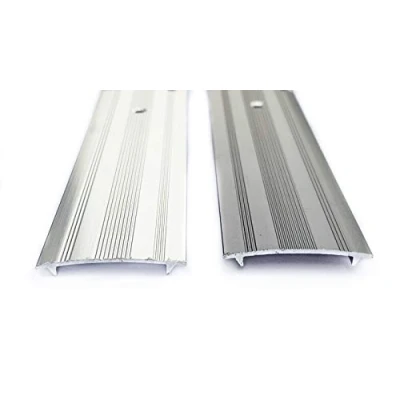 Image of Cover Strip/Vinyl or Carpet Door Bar Trim Silver Grey Threshold Metal Protector Vinyl to by FloorPro (Grey)