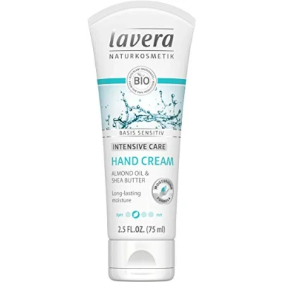 Image of lavera basis sensitiv Hand Cream natural cosmetics vegan certified organic aloe vera &amp; shea butter 75ml