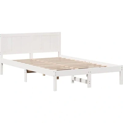 Image of vidaXL White Pine Bed Frame Solid Wood 140 x 190 cm Durable
