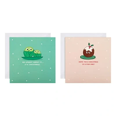 Image of Hallmark Charity Christmas Cards, Funny Brussel Sprout and Pudding Design, Pack of 16, 25572885