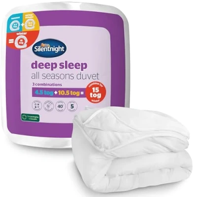 Image of Silentnight All Seasons King Duvet 3 in 1 with 4.5 Tog and 10.5 Quilts Which Combine to Create a 15 Ideal for Spring, Summer, Autumn, Winter