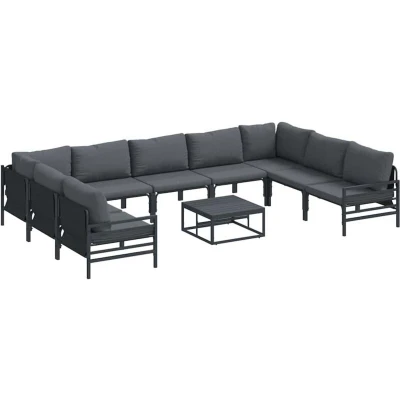 Image of Vidaxl Garden Sofa Set 10 pcs Anthracite Steel