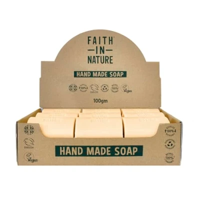 Image of Faith In Nature Natural Orange Hand Soap Bar Box Set, Invigorating, Vegan &amp; Cruelty Free, No SLS or Parabens, 18 x 100g