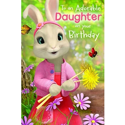 Image of Peter Rabbit PE002 DAUGHTER Birthday Card Multi Colour