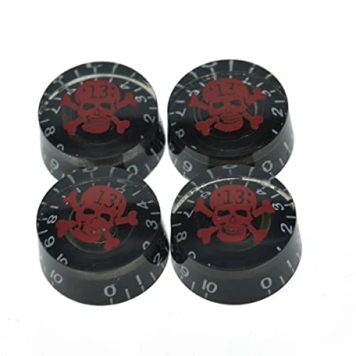 Image of Dopro 4pcs Black with Red Skull Guitar Speed Dial Knobs Control Knob fits LP