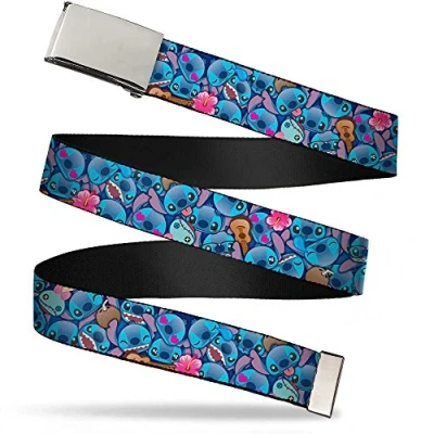 Image of Buckle Down Unisex Adult&#039;s Web Belt Stitch1.5, Lilo/Stitch, 1.5&quot; Wide/Fits up to 42&quot; Pant Size