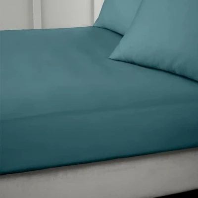 Image of Bianca 400 Thread Count Cotton Sateen Super King Fitted Sheet Teal
