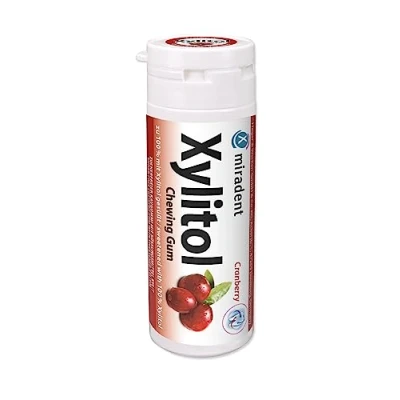 Image of MIRADENT: XYLITOL CHEWING GUM (30 pcs/tube) (CRANBERRY, 1 Tube)