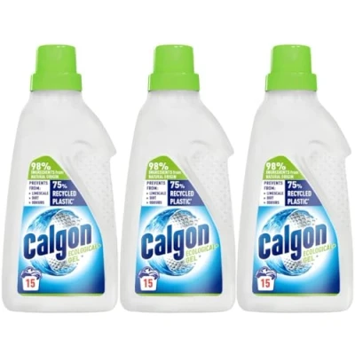 Image of Calgon Washing Machine Softener Gel, Ecological+, Removes Odours, Limescale &amp; Residue, Packaging 100% recyclable, 750ml, Pack of 3