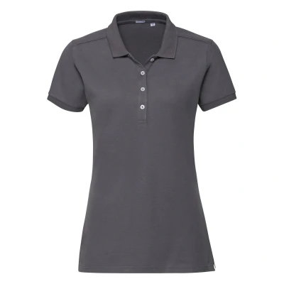 Image of Russell Athletic Womens/Ladies Stretch Short Sleeve Polo Shirt (Convoy Grey) Multicolour Size Small