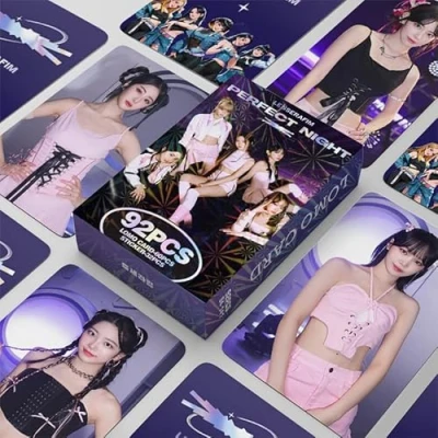 Image of SKLTN 92pcs LESSERAFIM Photo Cards Perfect Night New Album Merch Lomo Photocards 60 and 32 Stickers Gift Set for Fans