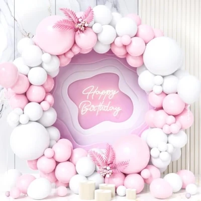 Image of Teselife Pink White Balloons, 119Pcs Pastel Macaron Baby and Balloon Arch Garland Kit for Girl Women Kid Gender Reveal Bridal Shower Engagement Anniversary Wedding Birthday Party Deco