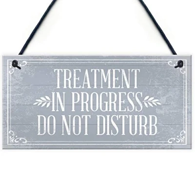 Image of RED OCEAN TREATMENT IN PROGRESS Do Not Disturb Hanging Wall Door Salon Sign Plaque Gift