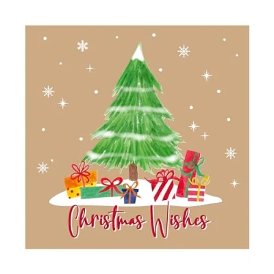 Image of Eurowrap Pack of 12 Assorted Brown Kraft Christmas Cards Xmas Driving Home, 2 Designs Wishes and Merry Eco Friendly Packaging 100% Recyclable