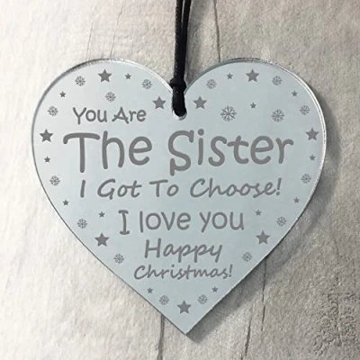 Image of RED OCEAN Sister I Got To Choose Gift Best Friend Hanging Heart Engraved Sign