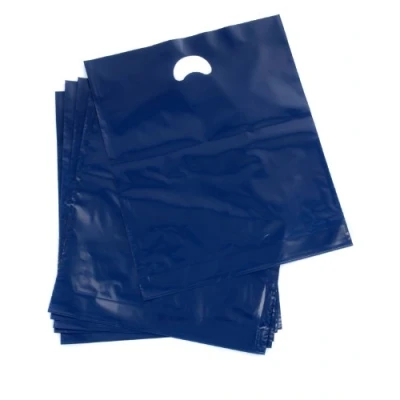 Image of 30 Blue Heavy Duty Patch Handle Plastic Carrier Bags 15&quot; x 18&quot; 3&quot;