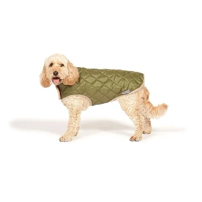Image of Danish Design Forest Green Diamond Quilt Shower Proof Thermal Lined Dog/Puppy Coat 16 Inch 40 cm