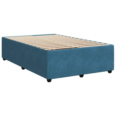 Image of vidaXL Blue 120x190 cm Velvet Small Double Bed Frame with Pine Wood Feet